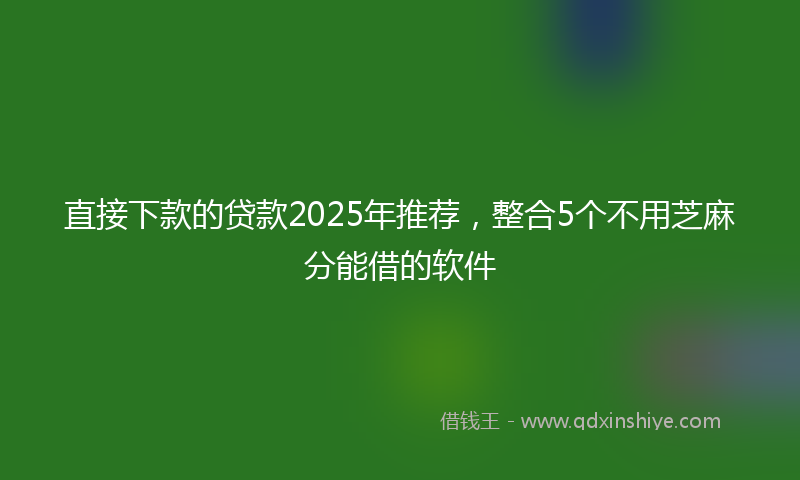 直接下款的贷款2025年推荐，整合5个不用芝麻分能借的软件