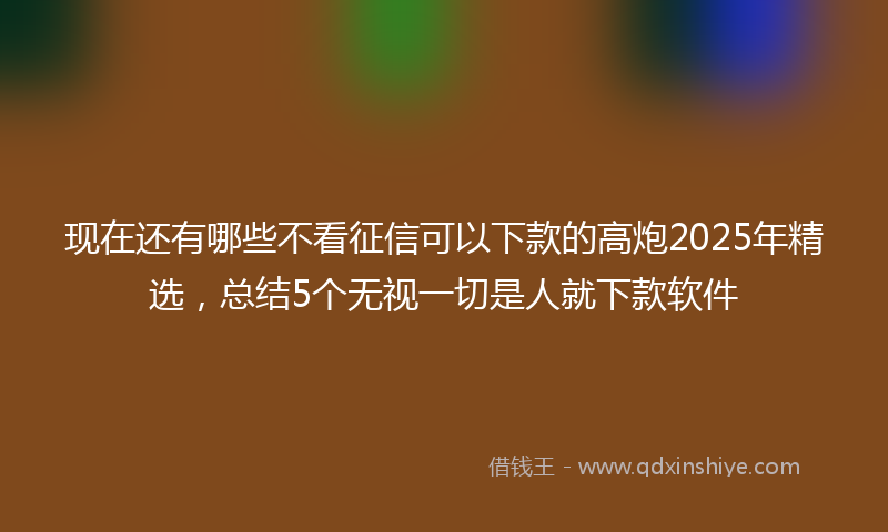 现在还有哪些不看征信可以下款的高炮2025年精选，总结5个无视一切是人就下款软件