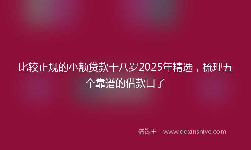 比较正规的小额贷款十八岁2025年精选，梳理五个靠谱的借款口子