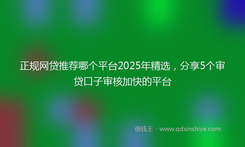 正规网贷推荐哪个平台2025年精选,分享5个审贷口子审核加快的平台