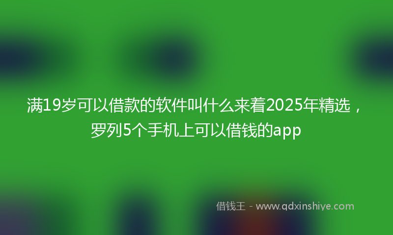 满19岁可以借款的软件叫什么来着2025年精选，罗列5个手机上可以借钱的app