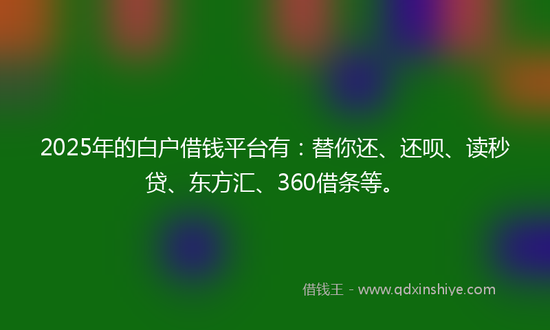 2025年的白户借钱平台有：替你还、还呗、读秒贷、东方汇、360借条等。