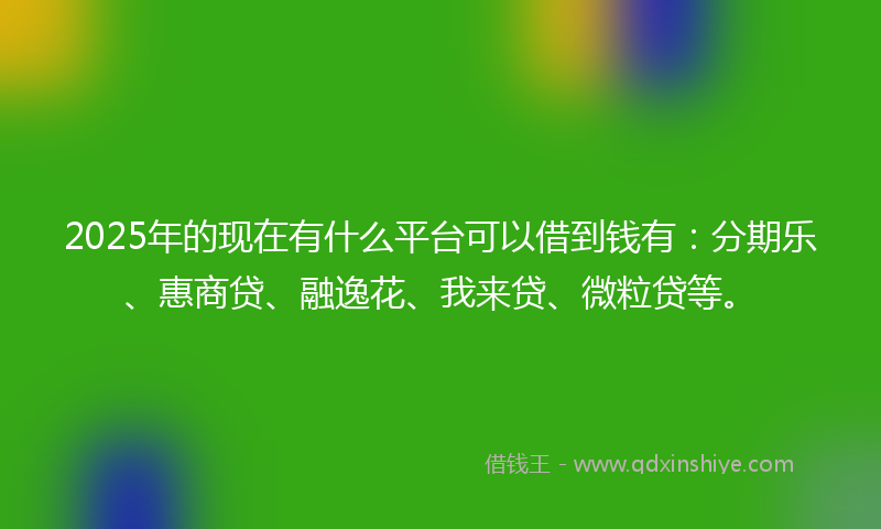 2025年的现在有什么平台可以借到钱有：分期乐、惠商贷、融逸花、我来贷、微粒贷等。