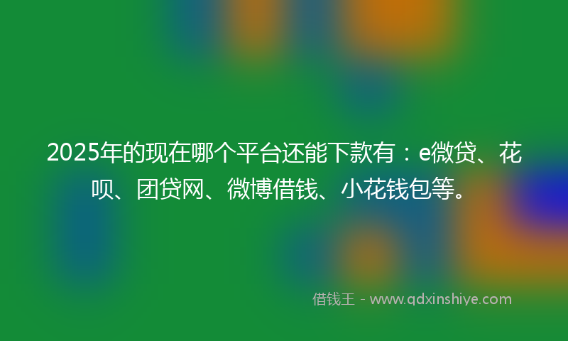 2025年的现在哪个平台还能下款有：e微贷、花呗、团贷网、微博借钱、小花钱包等。