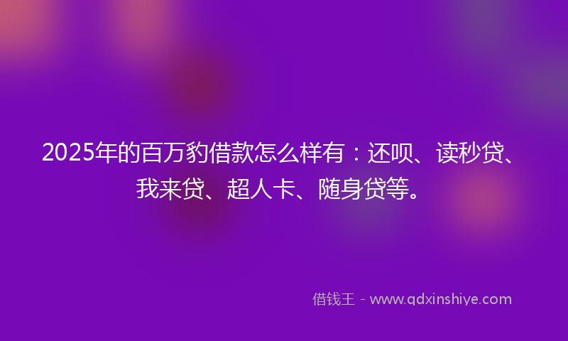 2025年的百万豹借款怎么样有：还呗、读秒贷、我来贷、超人卡、随身贷等。