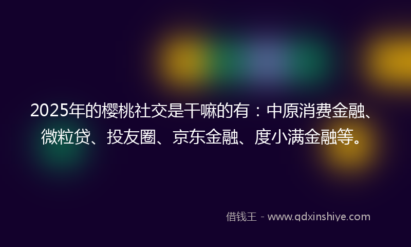 2025年的樱桃社交是干嘛的有：中原消费金融、微粒贷、投友圈、京东金融、度小满金融等。