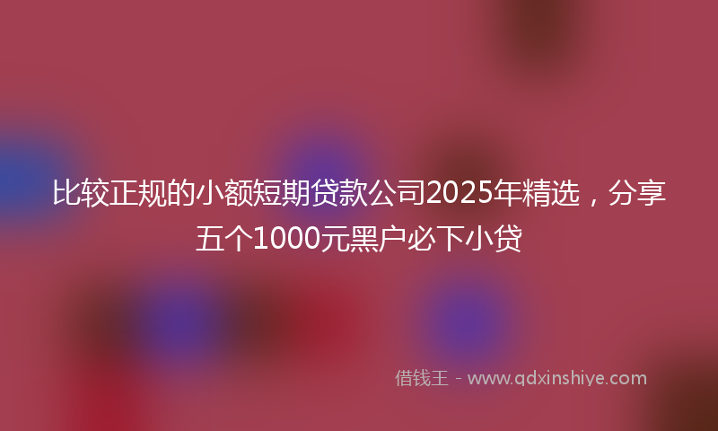 比较正规的小额短期贷款公司2025年精选，分享五个1000元黑户必下小贷