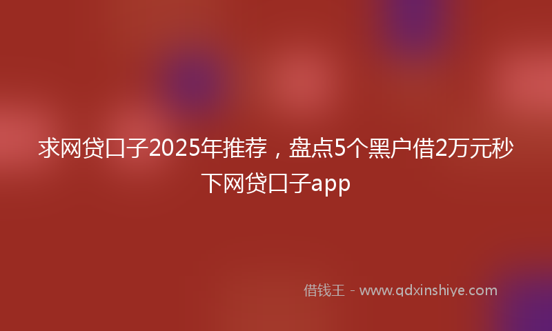 求网贷口子2025年推荐，盘点5个黑户借2万元秒下网贷口子app