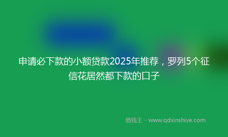 申请必下款的小额贷款2025年推荐，罗列5个征信花居然都下款的口子
