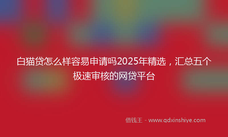 白猫贷怎么样容易申请吗2025年精选，汇总五个极速审核的网贷平台