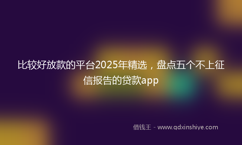 比较好放款的平台2025年精选，盘点五个不上征信报告的贷款app