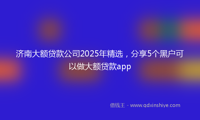 济南大额贷款公司2025年精选，分享5个黑户可以做大额贷款app