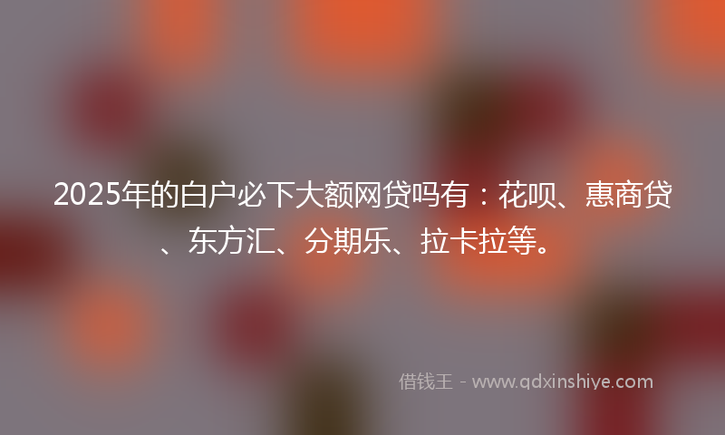 2025年的白户必下大额网贷吗有：花呗、惠商贷、东方汇、分期乐、拉卡拉等。
