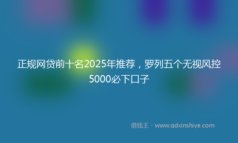 正规网贷前十名2025年推荐，罗列五个无视风控5000必下口子