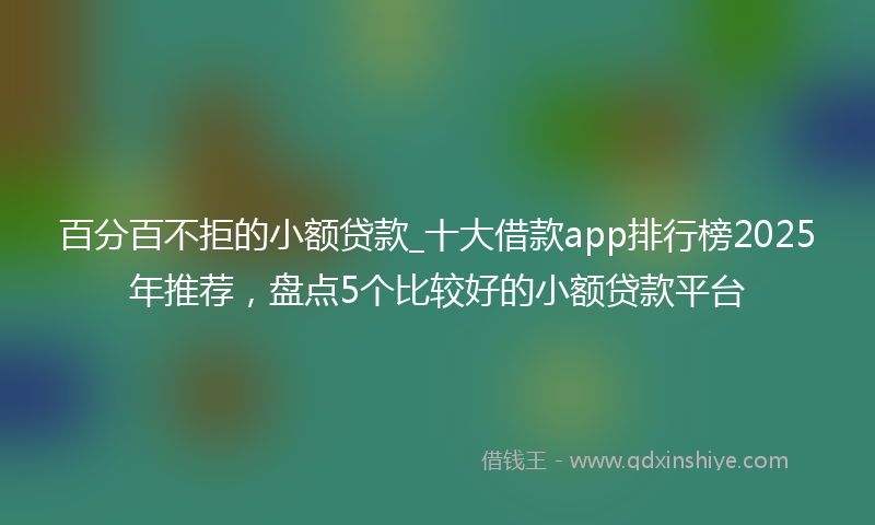 百分百不拒的小额贷款_十大借款app排行榜2025年推荐，盘点5个比较好的小额贷款平台