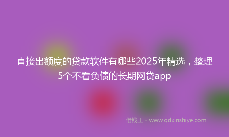 直接出额度的贷款软件有哪些2025年精选，整理5个不看负债的长期网贷app