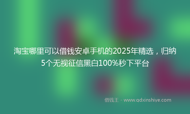 淘宝哪里可以借钱安卓手机的2025年精选，归纳5个无视征信黑白100%秒下平台