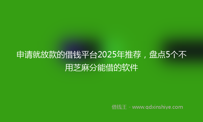 申请就放款的借钱平台2025年推荐，盘点5个不用芝麻分能借的软件