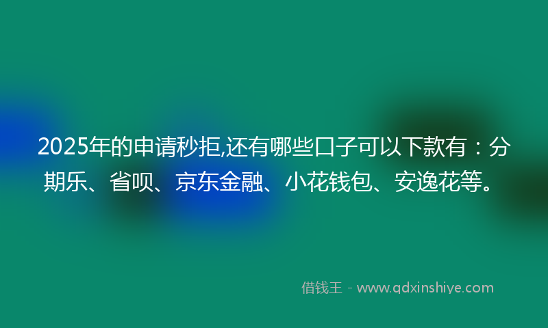 2025年的申请秒拒,还有哪些口子可以下款有：分期乐、省呗、京东金融、小花钱包、安逸花等。