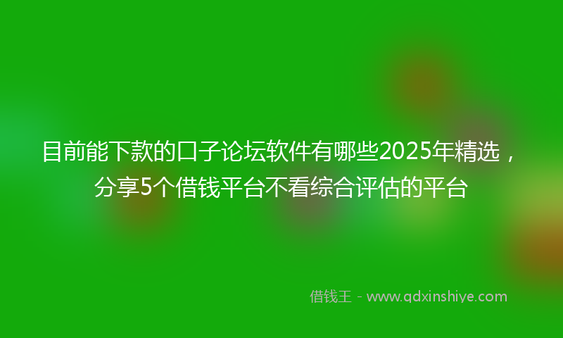 目前能下款的口子论坛软件有哪些2025年精选，分享5个借钱平台不看综合评估的平台