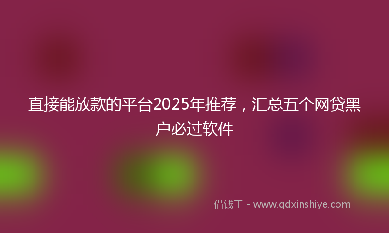 直接能放款的平台2025年推荐，汇总五个网贷黑户必过软件