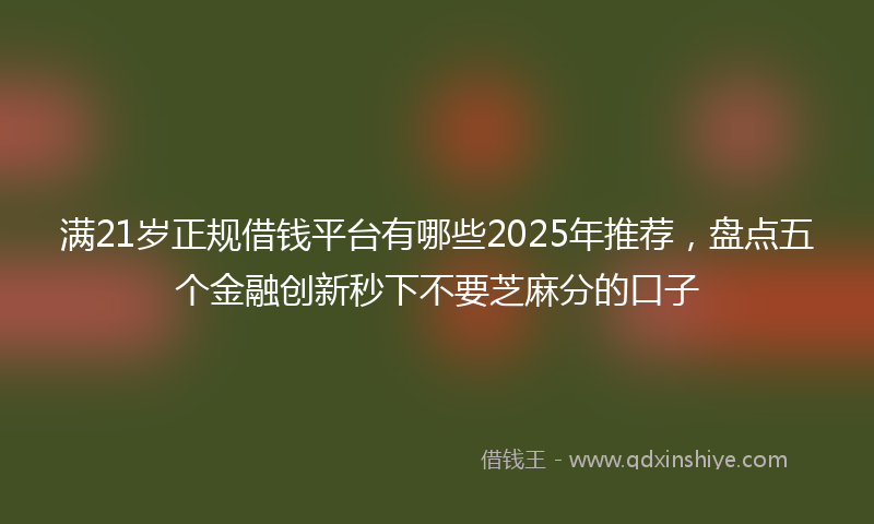 满21岁正规借钱平台有哪些2025年推荐，盘点五个金融创新秒下不要芝麻分的口子