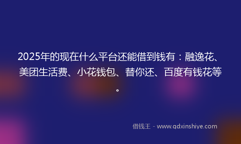 2025年的现在什么平台还能借到钱有：融逸花、美团生活费、小花钱包、替你还、百度有钱花等。