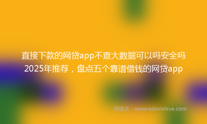 直接下款的网贷app不查大数据可以吗安全吗2025年推荐，盘点五个靠谱借钱的网贷app
