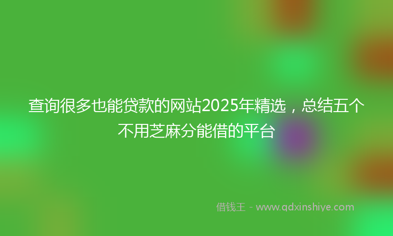 查询很多也能贷款的网站2025年精选，总结五个不用芝麻分能借的平台