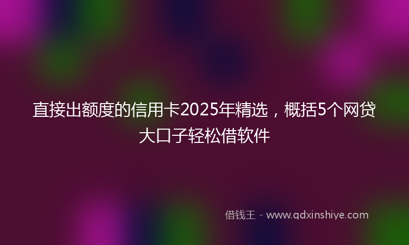 直接出额度的信用卡2025年精选，概括5个网贷大口子轻松借软件