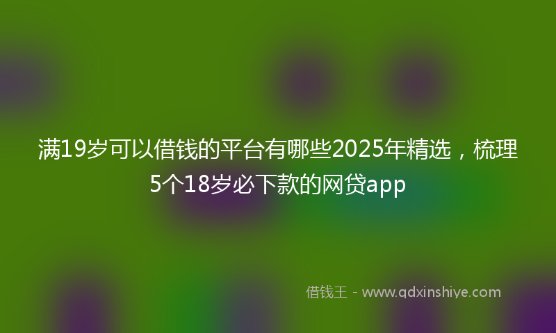 满19岁可以借钱的平台有哪些2025年精选，梳理5个18岁必下款的网贷app