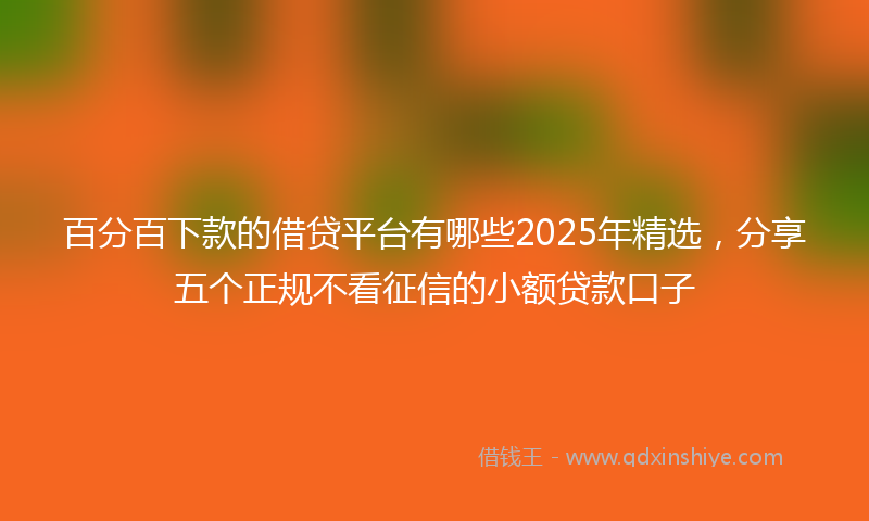 百分百下款的借贷平台有哪些2025年精选，分享五个正规不看征信的小额贷款口子