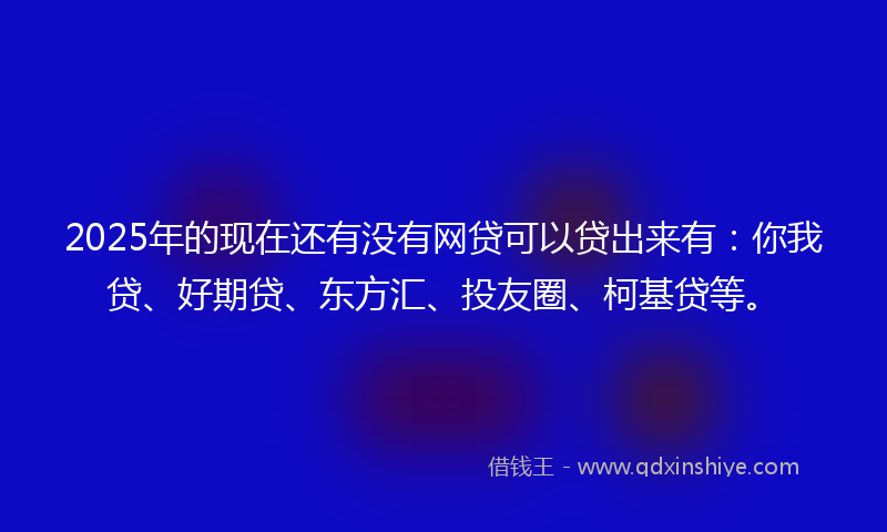 2025年的现在还有没有网贷可以贷出来有:你我贷、好期贷、东方汇、投友圈、柯基贷等。