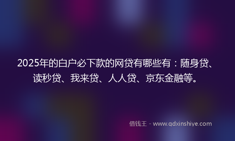 2025年的白户必下款的网贷有哪些有：随身贷、读秒贷、我来贷、人人贷、京东金融等。