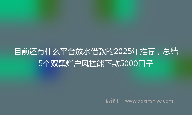 目前还有什么平台放水借款的2025年推荐，总结5个双黑烂户风控能下款5000口子