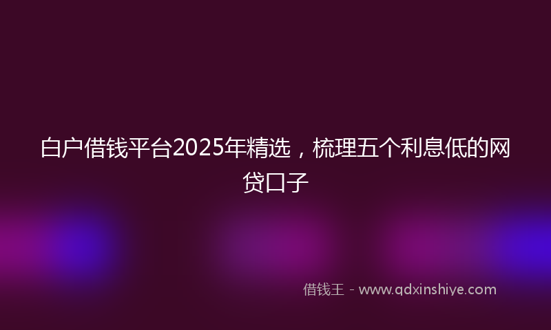 白户借钱平台2025年精选，梳理五个利息低的网贷口子