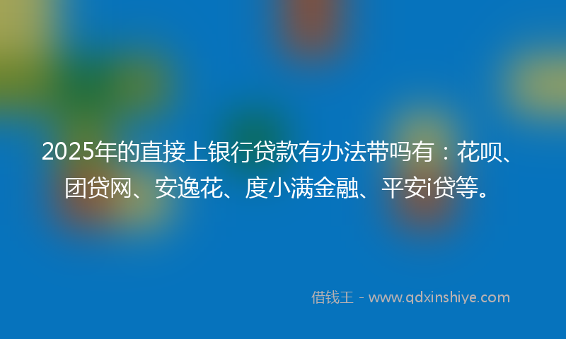 2025年的直接上银行贷款有办法带吗有：花呗、团贷网、安逸花、度小满金融、平安i贷等。