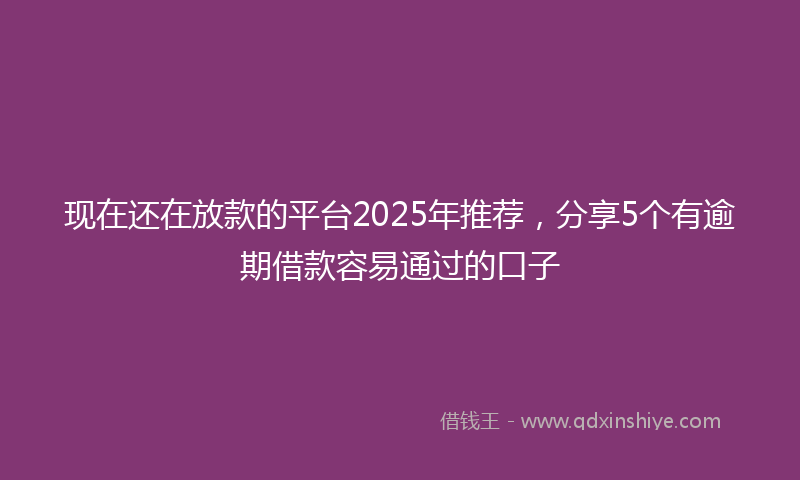 现在还在放款的平台2025年推荐，分享5个有逾期借款容易通过的口子