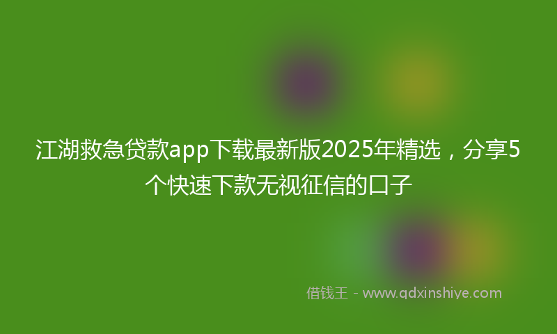 江湖救急贷款app下载最新版2025年精选，分享5个快速下款无视征信的口子