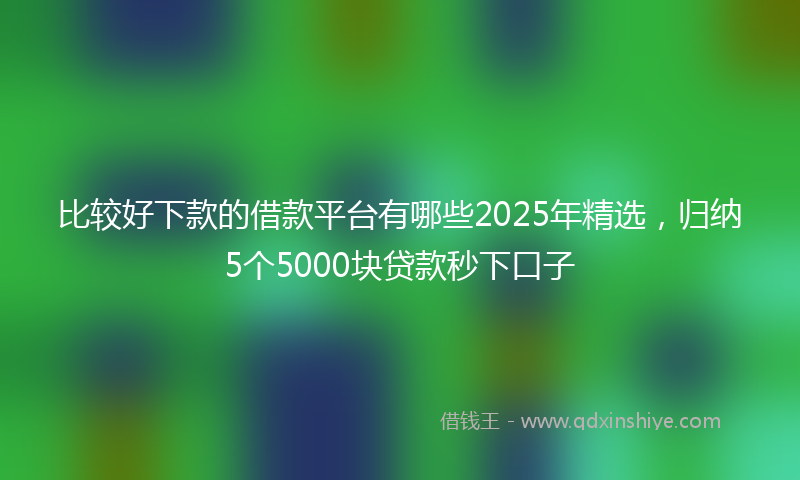 比较好下款的借款平台有哪些2025年精选，归纳5个5000块贷款秒下口子