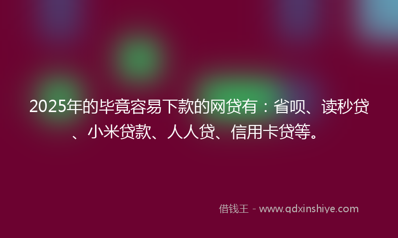 2025年的毕竟容易下款的网贷有：省呗、读秒贷、小米贷款、人人贷、信用卡贷等。