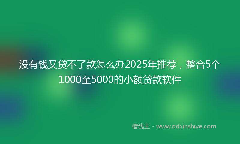 没有钱又贷不了款怎么办2025年推荐，整合5个1000至5000的小额贷款软件