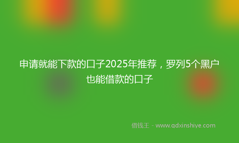 申请就能下款的口子2025年推荐，罗列5个黑户也能借款的口子