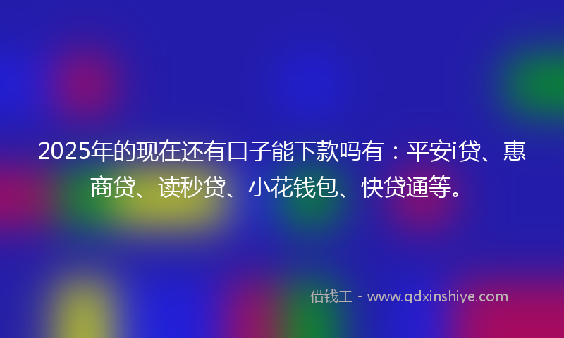 2025年的现在还有口子能下款吗有：平安i贷、惠商贷、读秒贷、小花钱包、快贷通等。