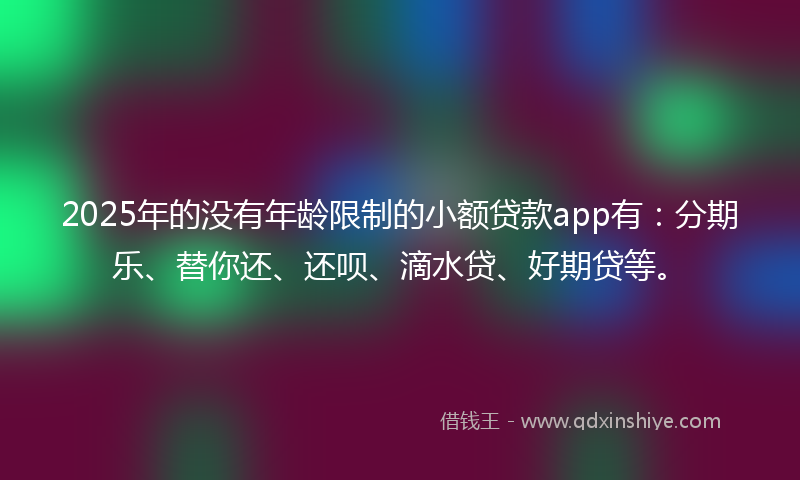 2025年的没有年龄限制的小额贷款app有：分期乐、替你还、还呗、滴水贷、好期贷等。