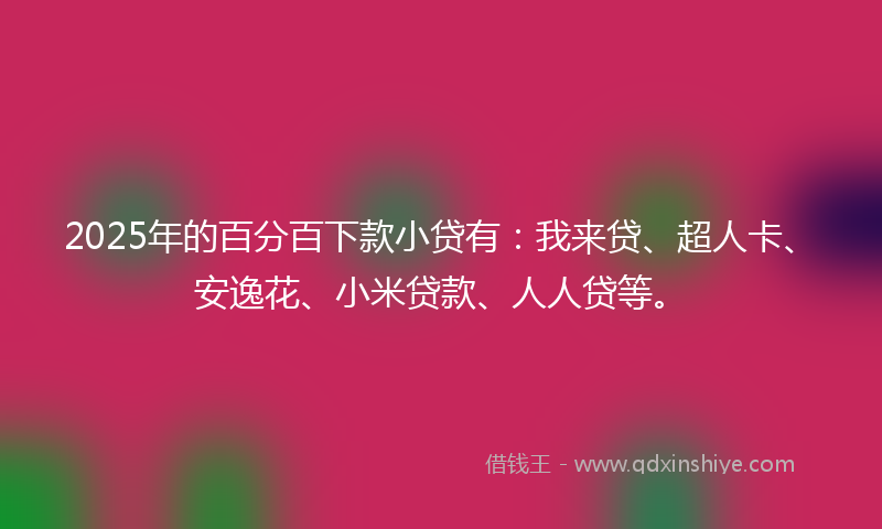 2025年的百分百下款小贷有：我来贷、超人卡、安逸花、小米贷款、人人贷等。