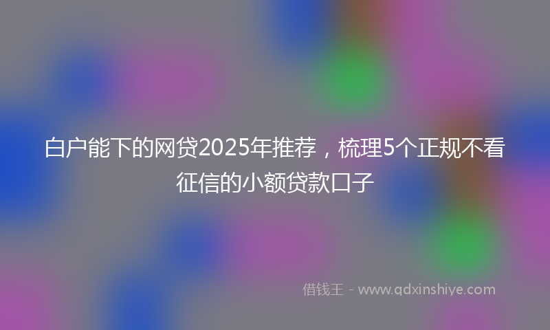 白户能下的网贷2025年推荐，梳理5个正规不看征信的小额贷款口子