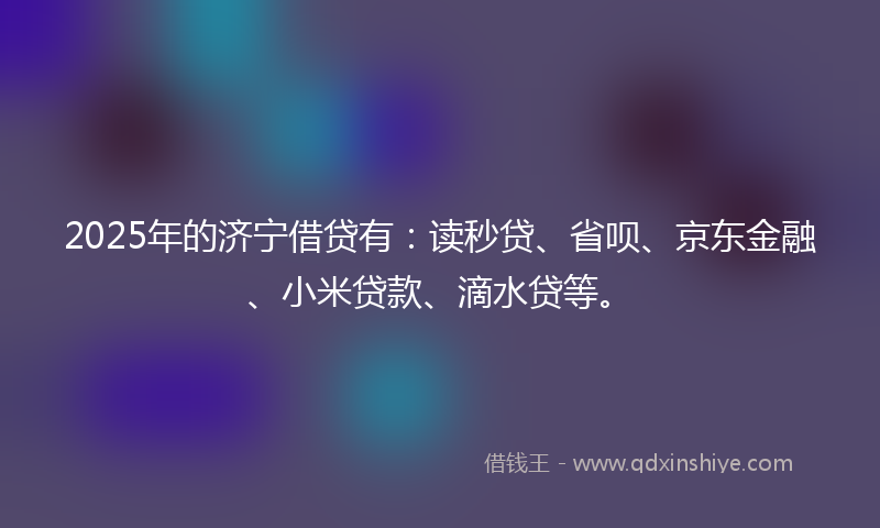 2025年的济宁借贷有：读秒贷、省呗、京东金融、小米贷款、滴水贷等。