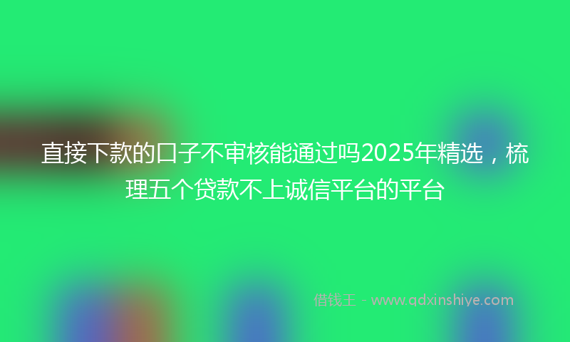 直接下款的口子不审核能通过吗2025年精选，梳理五个贷款不上诚信平台的平台