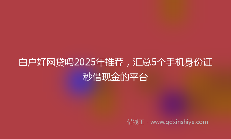 白户好网贷吗2025年推荐，汇总5个手机身份证秒借现金的平台